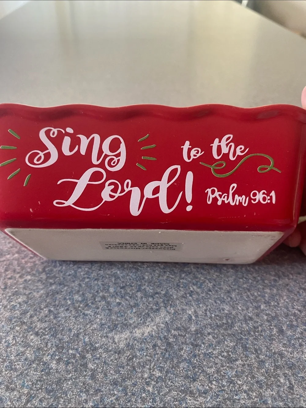 Red Ceramic Loaf Pan - 'Sing to the Lord' Inspirational Bakeware